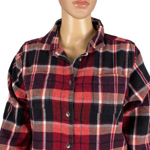 Woolrich 100% cotton EUC plaid button down shirt size large (fits small)